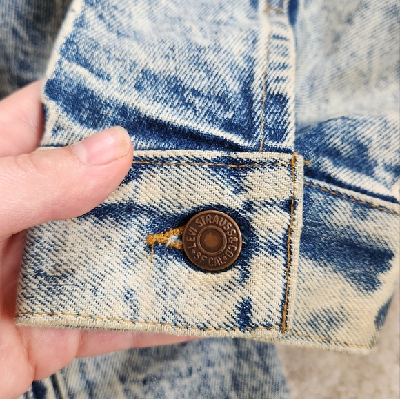 LEVIS 80s acid stone washed denim trucker jacket red tab made in USA XL - Picture 9 of 13